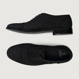 Greyson Brogues Oxford Black Nubuck Leather Shoes For Men - Reinforced Heel Counter & Precision Double-Row Stitching Detail