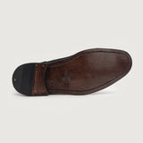 High-Traction Rubber Outsole & Lug Tread Pattern on Knight Derby Black Leather Boots For Men