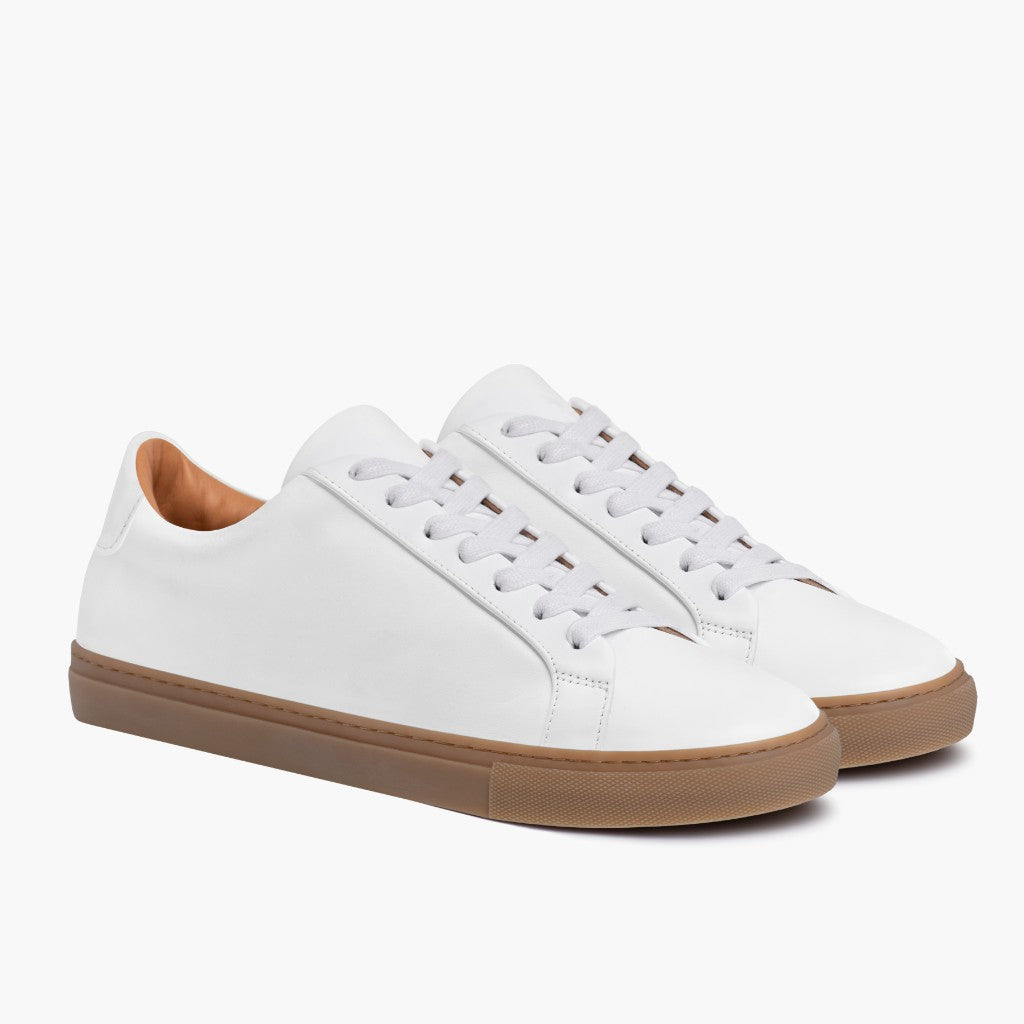 Legacy White Leather Sneakers in White Full-Grain Leather - Lateral Side Profile View | Buy Online