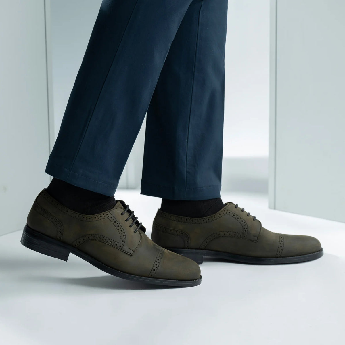 Styled On-Foot Perspective Demonstrating Ankle Fit & Silhouette on Model