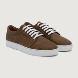 Murphy Low Top Burnt Copper Pullup Leather Sneakers For Men in Burnt Copper Full-Grain Leather - Lateral Side Profile View | Buy Online