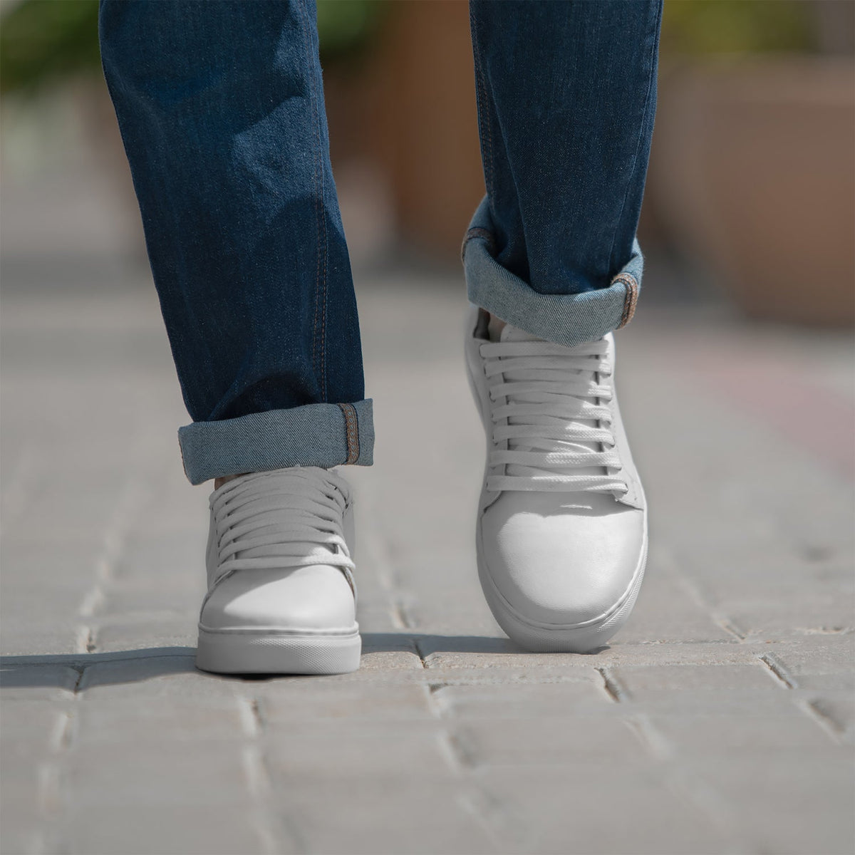 Murphy Low Top White Leather Sneakers - Reinforced Heel Counter & Precision Double-Row Stitching Detail