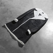 
Open Hem & Hem Craftsmanship Construction Detail on Women's Amie Black Double Breasted Shearling Coat