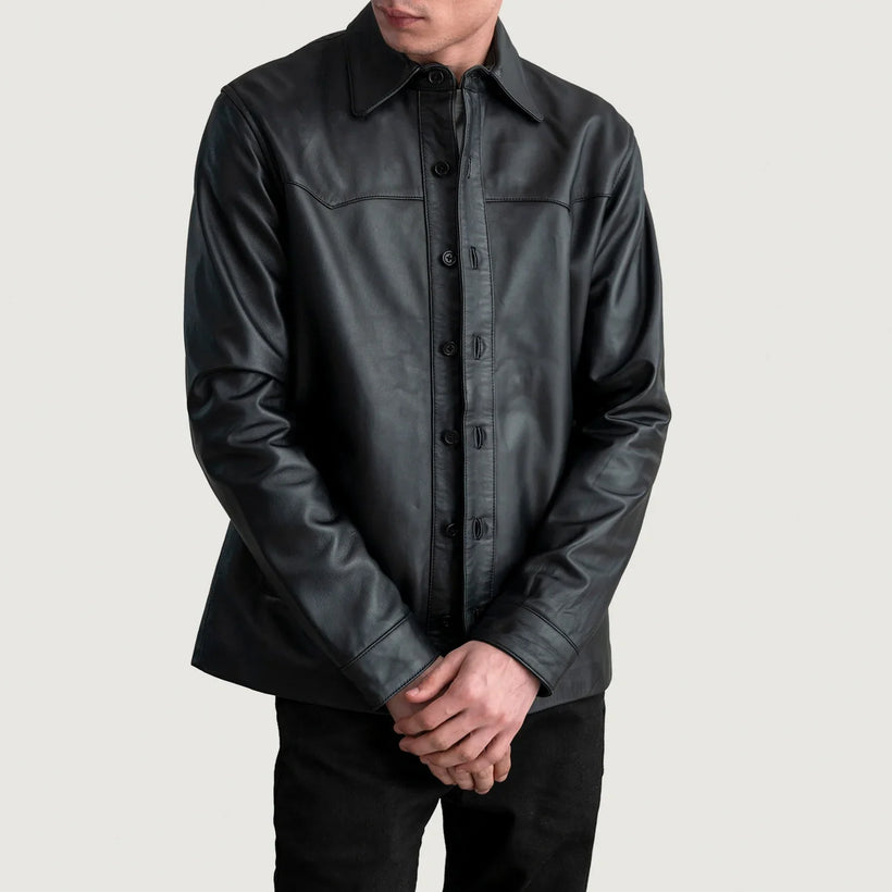 Bronco Black Leather Shirt