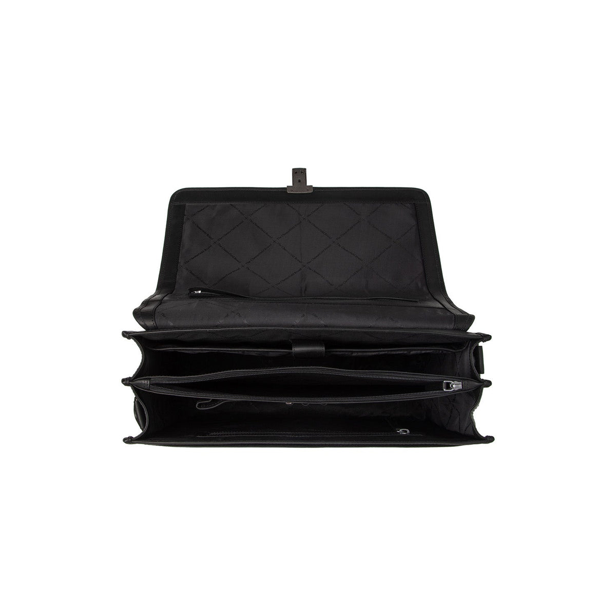 
Solid Antique Brass Hardware & Heavy-Duty Dual Zipper Detail on Glenwood Full-Grain Leather Briefcase