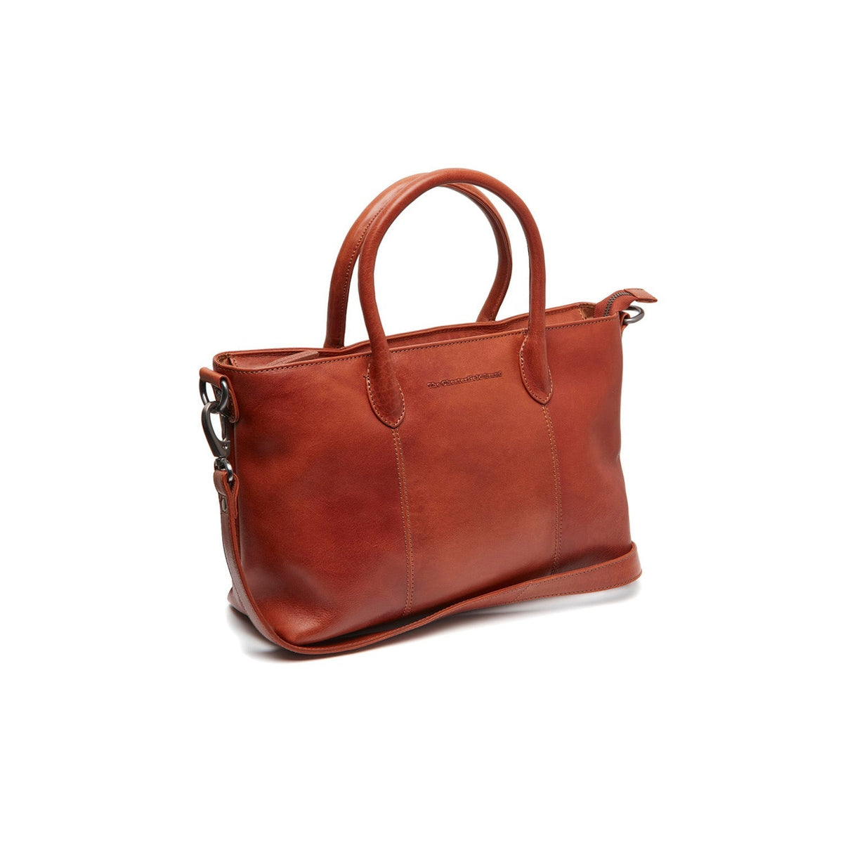 
Tailored Rib Cuffs & Hem Craftsmanship Construction Detail on Pergamino Full-Grain Leather Handbag