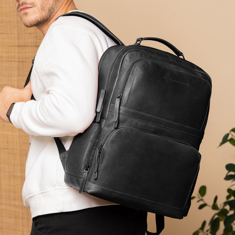 Lennox Full-Grain Leather Laptop Backpack