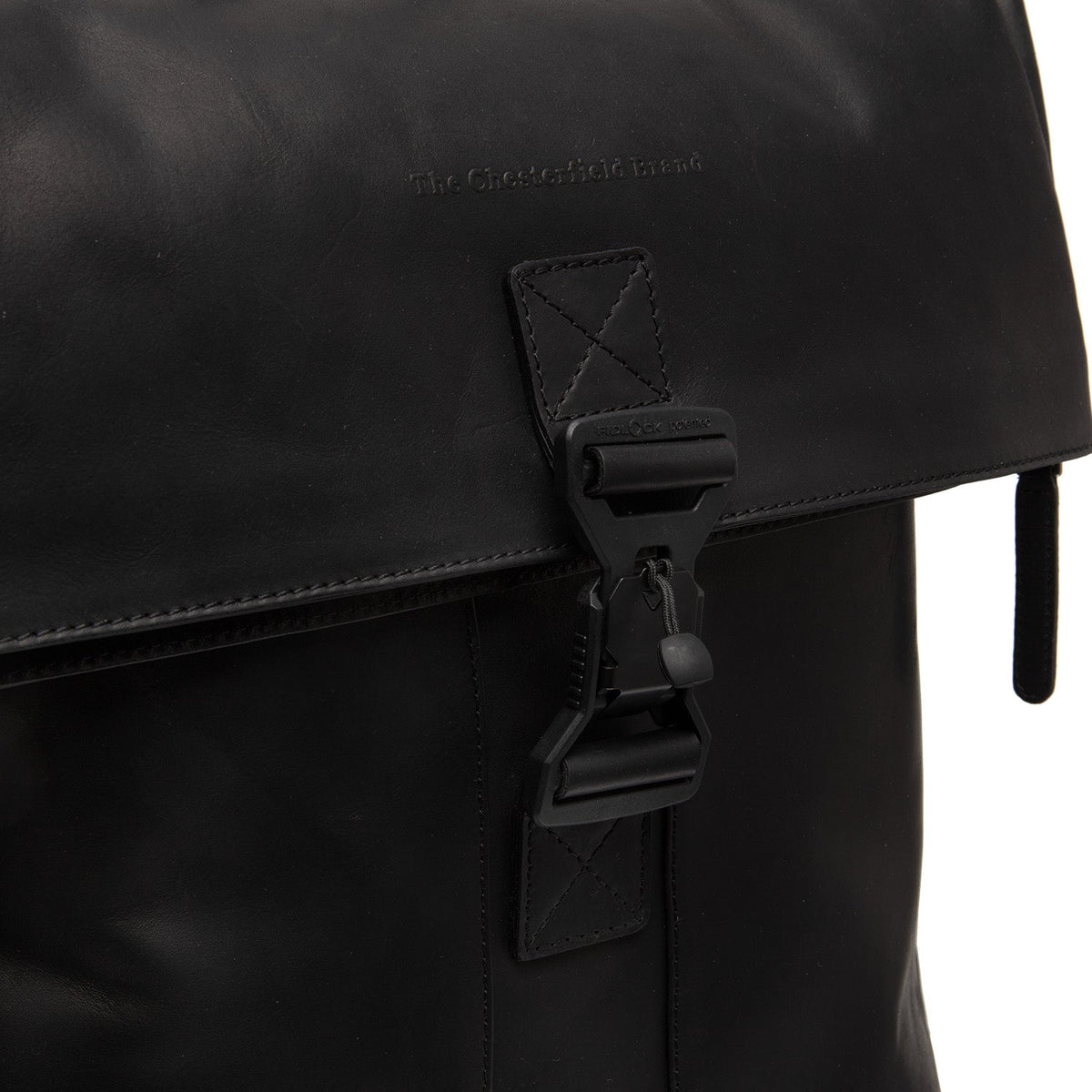 
Solid Antique Brass Hardware & Heavy-Duty Dual Zipper Detail on Savona Full-Grain Leather Laptop Backpack