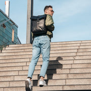 
Savona Full-Grain Leather Laptop Backpack - Structured Side Profile Showing Gusset Depth & Expansion Capacity