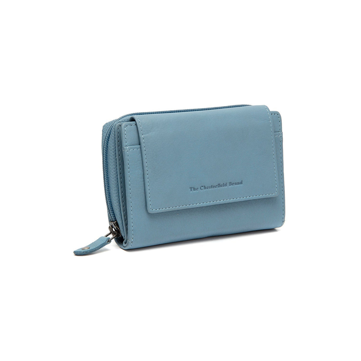 
Sky Blue Leather Wallet Orveta, front view
