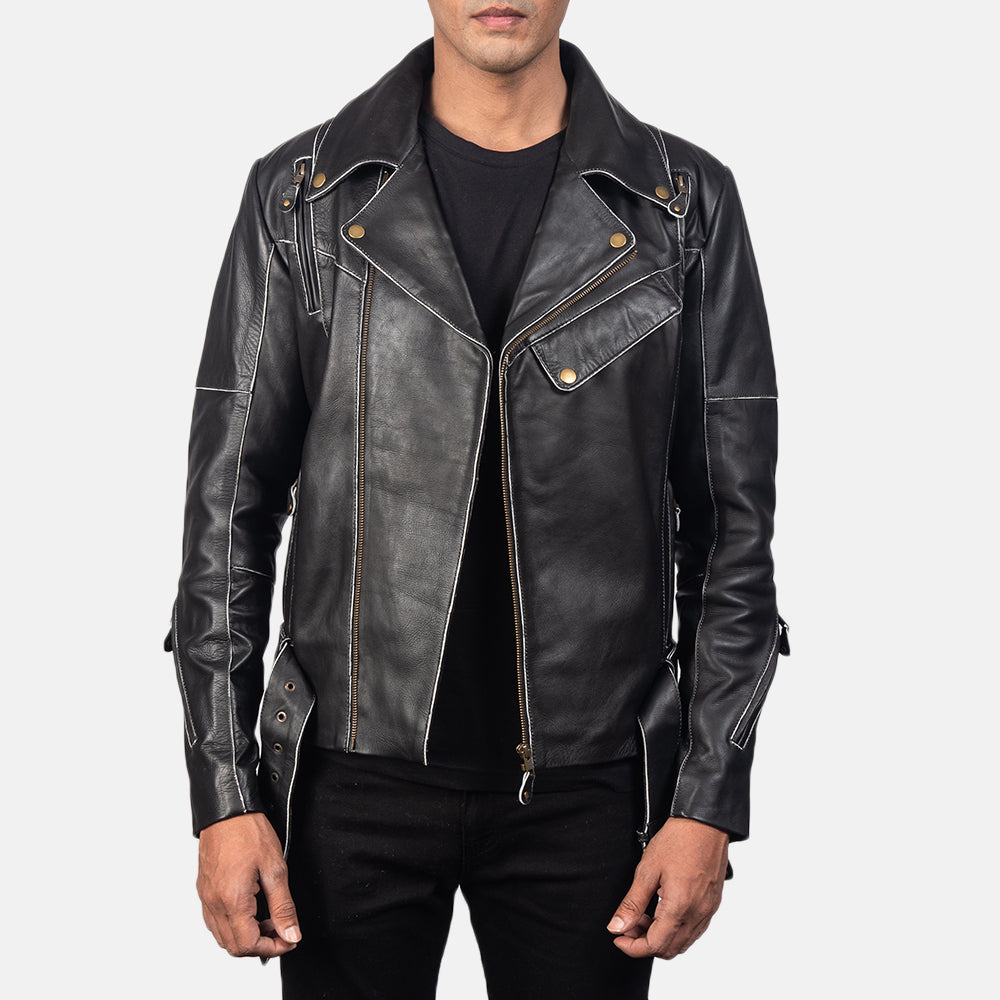 Authentic Cow Hide Leather Grain Texture &amp; Heavy-Duty Seam Stitching Detail